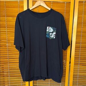 Adidas Black Tee with Floral Pocket